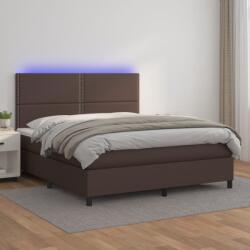 vidaXL barna műbőr rugós ágy matraccal és LED-del 140x190 cm (3135882) - vidaxl