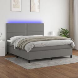 vidaXL sötétszürke szövet rugós és LED-es ágy matraccal 160x200 cm (3134806)
