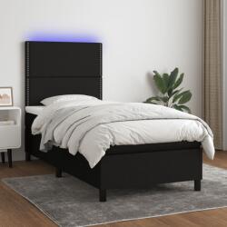 vidaXL fekete szövet rugós és LED-es ágy matraccal 90x190 cm (3134759) - vidaxl