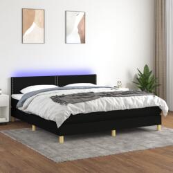 vidaXL fekete szövet rugós és LED-es ágy matraccal 180 x 200 cm (3133655)