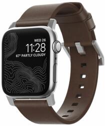 NOMAD Curea din piele naturala NOMAD Leather Strap compatibila cu Apple Watch 4/5/6/7/8/SE/Ultra 42/44/45/49mm Brown/Silver (NM1A4RSM00)