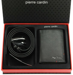 Pierre Cardin ZG-109 díszdobozos fekete bőr férfi pénztárca és öv 125 cm (ZG-109-BR-black)