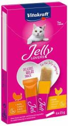 Vitakraft Jelly Lovers gustări cu jeleu cu pui și curcan pentru pisici (4 pachete | 24 x 15 g = 8 x 3 batoane de 15 g)