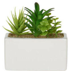 Home Styling Collection Plante artificiale in ghiveci ceramica SUCULENTE, 15 x 8 x 14 cm (321000120-whitewithlightgreen)