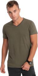  OMBRE Férfi klasszikus pamut póló nyakkivágással BASIC sötét olajzöld színű MDN124300 XL