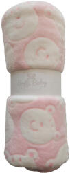 Soffi Baby takaró plüss dupla rózsaszín fehér macipofi 75x100cm - babymax