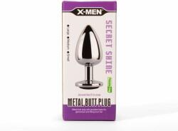 X-Men Dop Anal Secret Shine Metal Butt Plug M X-Men Negru - Argintiu grosime 3.4 cm lungime 8.2 cm