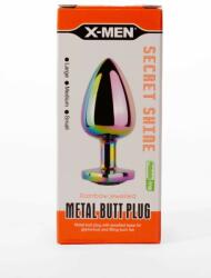 X-Men Dop Anal Secret Shine Metal Butt Plug Rainbowheart M X-Men Multicolor grosime 3.4 cm lungime 8.2 cm