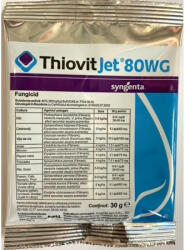 Syngenta Thiovit Jet 80WG 30 gr, fungicid de contact pe baza de Sulf, Syngenta, fainare (ardei, cais, castraveti, orz, triticale, secara, dovleac, mar, morcov, nectarin)