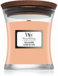 WoodWick Yuzu Blooms lumânare parfumată cu fitil din lemn 85 g