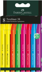 Faber-Castell Set 8 textmarkere superfluorescente 38 Faber-Castell FC157778, cutie carton (FC157778)
