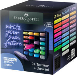 Faber-Castell Set birou Faber-Castell de 24 textmarkere, Metallic/Pastel/Neon (FC254602)