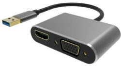 KAV-VCOM kábel átalakító USB3.0 apa - VGA + HDMI anya (CU322M)