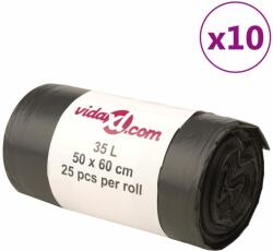vidaXL Торбички за боклук 250 бр черни 35 л (155338)