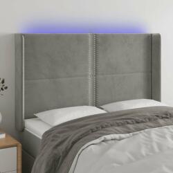 vidaXL Bársony LED Fejtámla - Világosszürke - 147x128cm (3123956)