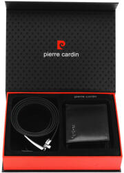 Pierre Cardin ZG-125 díszdobozos fekete bőr férfi pénztárca és öv 130 cm (ZG-125-BR-black)