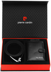 Pierre Cardin ZG-129 díszdobozos fekete bőr férfi pénztárca és öv 130 cm (ZG-129-BR-black)