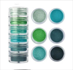 Dalaran 6 szín, epoxi gyanta ásványi anyag festék por, gyöngyház pigment, zöld-türkíz árnyalatai, 6 x 7-10 g (5995206011712)