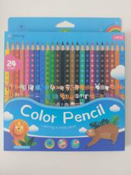 Yalong Stationery színes, háromszögletű ceruzakészlet, 24 darabos, állatos, kék