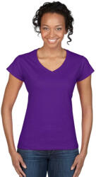 Gildan Softstyle V-nyakú Női pamut póló, Gildan GIL64V00, Purple-L