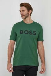 Boss pamut póló zöld, nyomott mintás - zöld XL - answear - 25 990 Ft