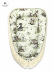 MimiNu Cosulet bebelus pentru dormit, Baby Cocoon 75x55 cm, Cu doua fete, Din tesatura imitatie de lana si bumbac, Ecru Calm Forest Natural (6426972017343)