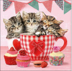 Ambiente AMB. 13317535 Cats in Tea Cups papírszalvéta 33x33cm, 20db-os (871215918543o)