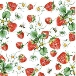 Ambiente AMB. 13311645 Strawberries All Over white papírszalvéta 33x33cm, 20db-os (8712159142457)