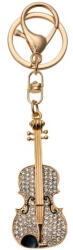 Clayre-Eef CLEEF. JZKC0135 Fém kulcstartó hegedűvel, ezüst színű üveggyönggyel (872o898oo4165)