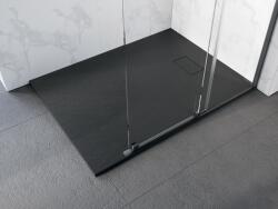 Besco Vexo Ultraslim, kőhatású, szögletes 90x170 cm zuhanytálca, fekete + szifonnal együtt