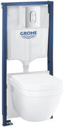 GROHE Rapid SL 5 az 1-ben falsík alatti WC tartály szett, Arena Cosmo króm nyomólappal, Euro Ceramic WC-vel, lecsapódásmentes ülőkével együtt 36503000