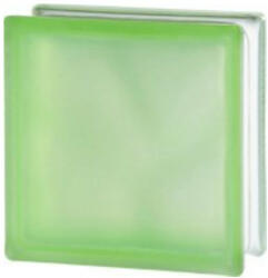 1919 8 WM Homokfújt Zöld üvegtégla, anyagában színezett, hullámos 19x19x8 cm