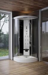Sanimix Hidromasszázs zuhanykabin elektronikával 90x90x215 cm, fekete hátfalüveggel, alacsony zuhanytálcával 22.8021-1 BLACK