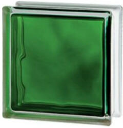 1919 8 W Brilly Zöld anyagában színezett, átlátszó, hullámos üvegtégla 19x19x8 cm