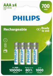 Philips újratölthető elemek AAA 700mAh, NiMH - 4 db (R03B4A70/10)