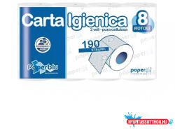 Toalettpapír 2 rétegű kistekercses 190 lap/19, 55 m/tekercs 8 tekercs/csomag_ID8S190F8 (54200)
