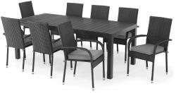 Maison Mex Set masa extensibila si 8 scaune ENCORE/PRESLEY negru cu gri (TPW517805SET)