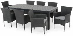 Maison Mex Set 8 scaune si masa extensibila ENCORE L. 160/210 l. 95 H. 74 negru/gri (TPW517805SET2)