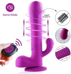 HISMITH C0723 Silicone Dildo Vibrator Anal Stimulation with Remote Controller & Suction Cup Purple