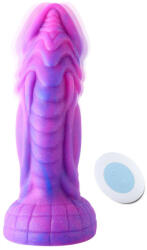 HISMITH HSA99 Dream Sky Monster Series Curved Giant Suction Dildo with Vibrations 20.3cm Pink-Purple Vibrator