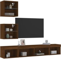 vidaXL 5 darab barna tölgyszínű szerelt fa TV-bútor LED-del (3216703) - vidaxl