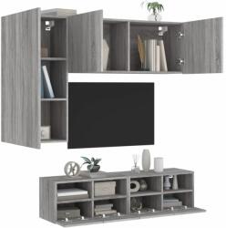 vidaXL 4 darab szürke sonoma színű szerelt fa fali TV-bútor (3216537) - vidaxl