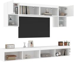 vidaXL 6 darab fehér szerelt fa fali TV-bútor LED-del (3216704) - vidaxl