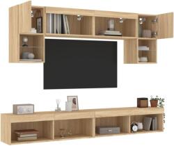 vidaXL 6 darab füstös tölgy színű szerelt fa TV-bútor LED-del (3216706)