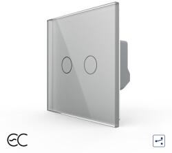 LIVOLO Intrerupator Dublu Cap Scara / Cruce cu Touch LIVOLO din Sticla - Protocol ZigBee EC - culoare gri