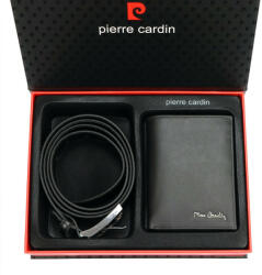 Pierre Cardin ZG-105 díszdobozos fekete bőr férfi pénztárca és öv 120 cm (ZG-105-BR-black)