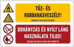 WORK-SIGN Tűz- És Robbanásveszély! Dohányzás És Nyílt Láng Használata Tilos! Tábla 16X25cm (TUT024001PVC02500160)