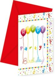  Happy Birthday Streamers party meghívó 6 db-os (PNN81847) - mesesajandek