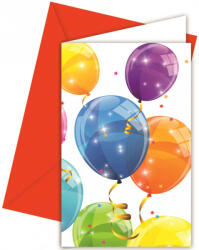  Sparkling Balloons, Lufis Party Meghívó 6 db-os (PNN88153)
