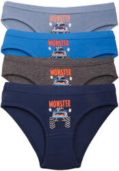 DomiKids Monster Truck kék-szürke fiú 4 db-os alsónadrág szett (Méret 128-134)
